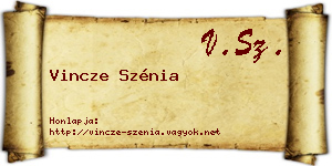 Vincze Szénia névjegykártya